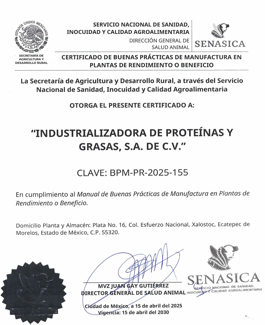 Certificado de buenas practicas de manufactura